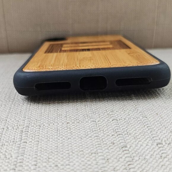 Real Wood Phone Case Tan Bamboo Back Case for iPhone X EQUALITY SIGN Graved - Picture 9 of 10